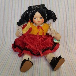 1940s Georgene Novelties International Cloth Doll Spain Spanish Girl Vintage Toy